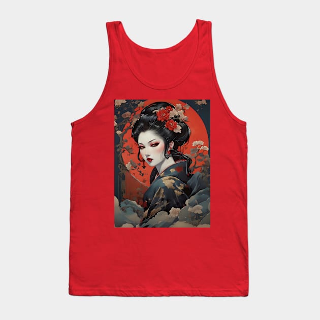 Japanese vampire girl in ukiyo e style Tank Top by Spaceboyishere